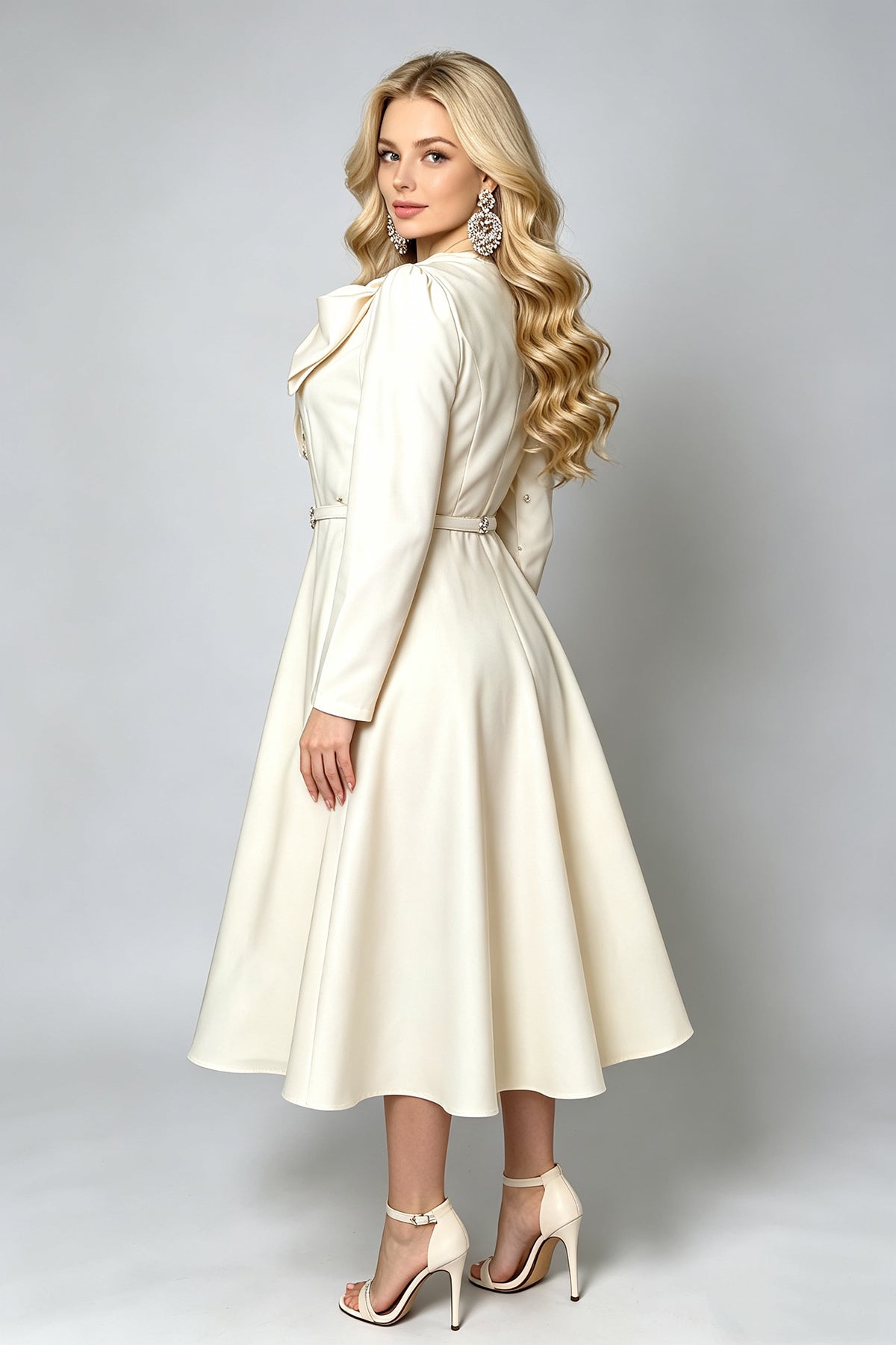 Women's Solid Long-Sleeve A-Line Dress