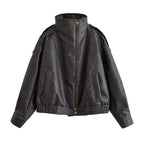 Women's Faux Leather Bomber Jacket