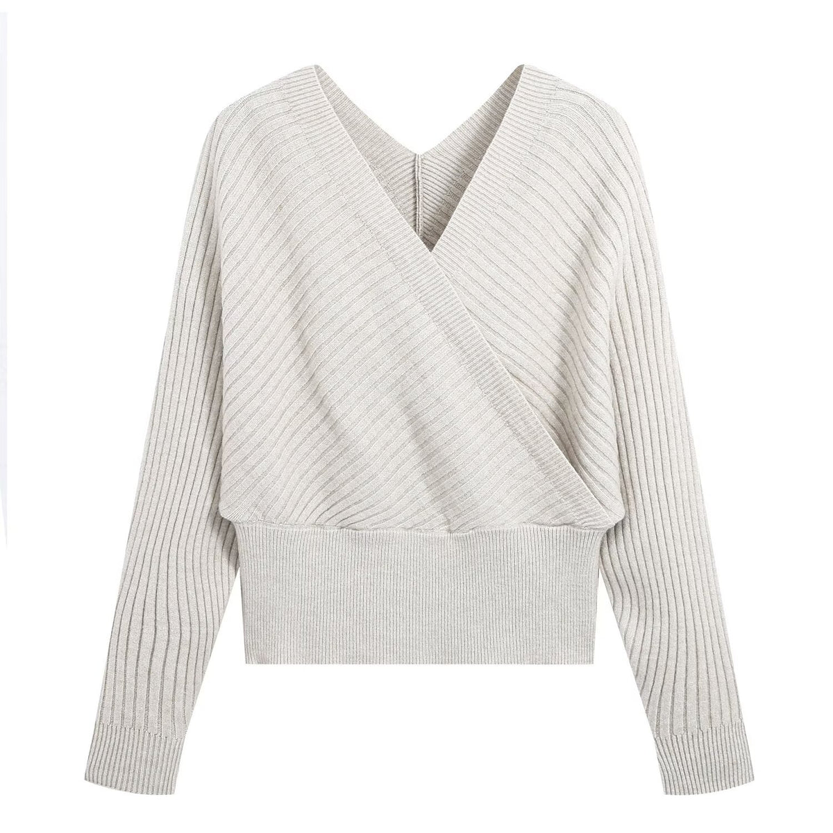 Women's V-Neck Knit Top and Wide-Leg Pants Set