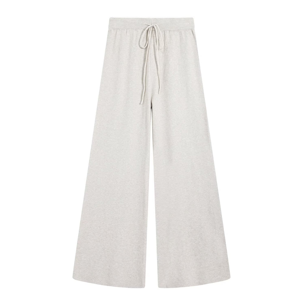 Women's V-Neck Knit Top and Wide-Leg Pants Set
