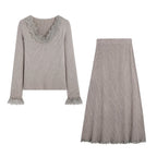 Women's Lace-Trim V-Neck Knit Set