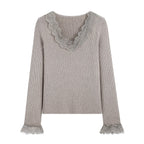 Women's Lace-Trim V-Neck Knit Set