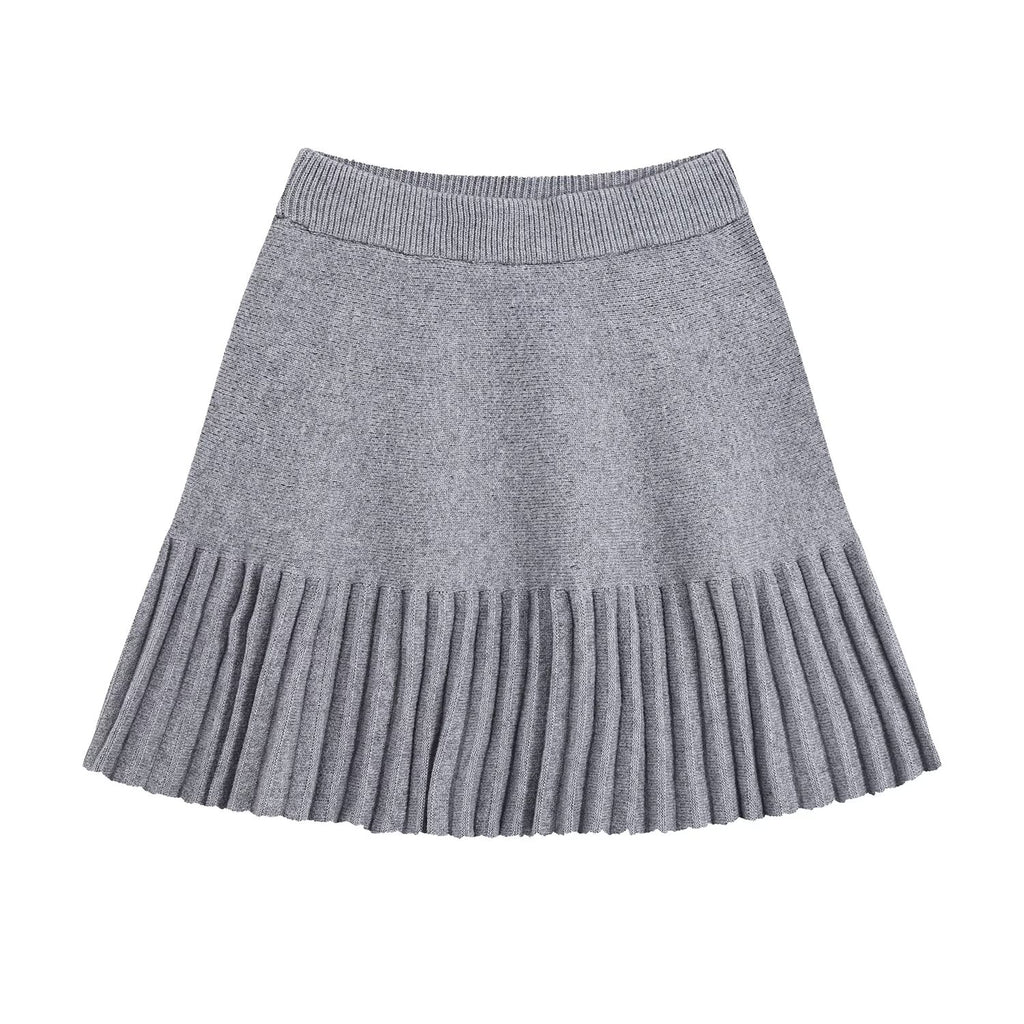 Women's Beaded Bow Sweater and Pleated Skirt Set