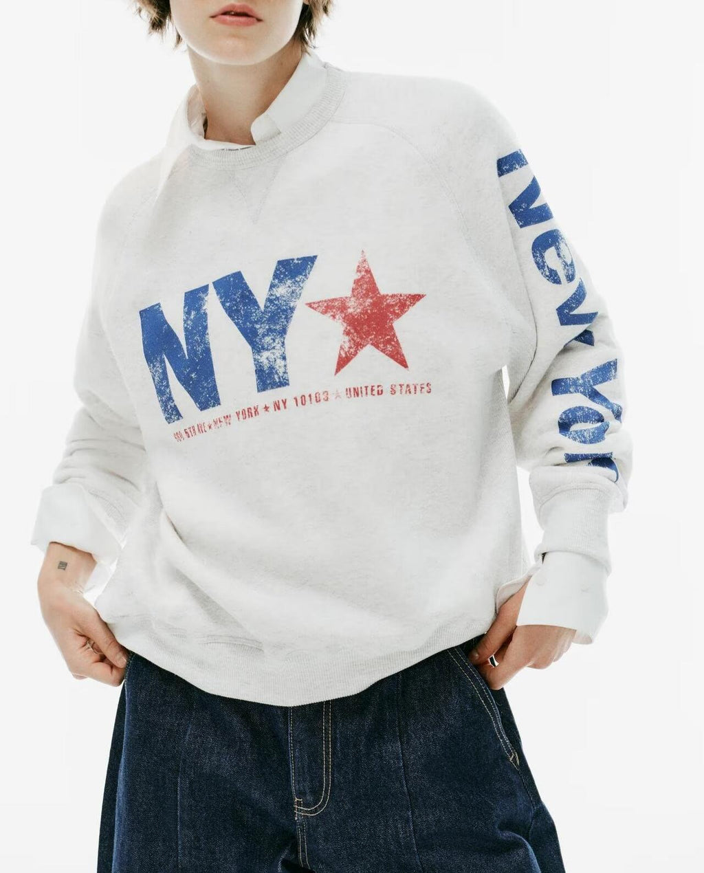 Women's Floral Print Long-Sleeve Sweatshirt