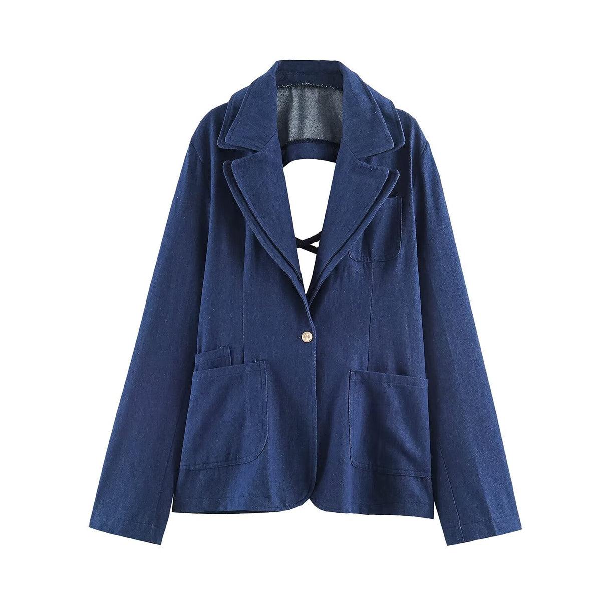 Women's Washed Denim Tie-Front Top