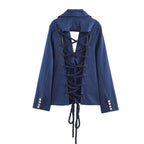 Women's Washed Denim Tie-Front Top