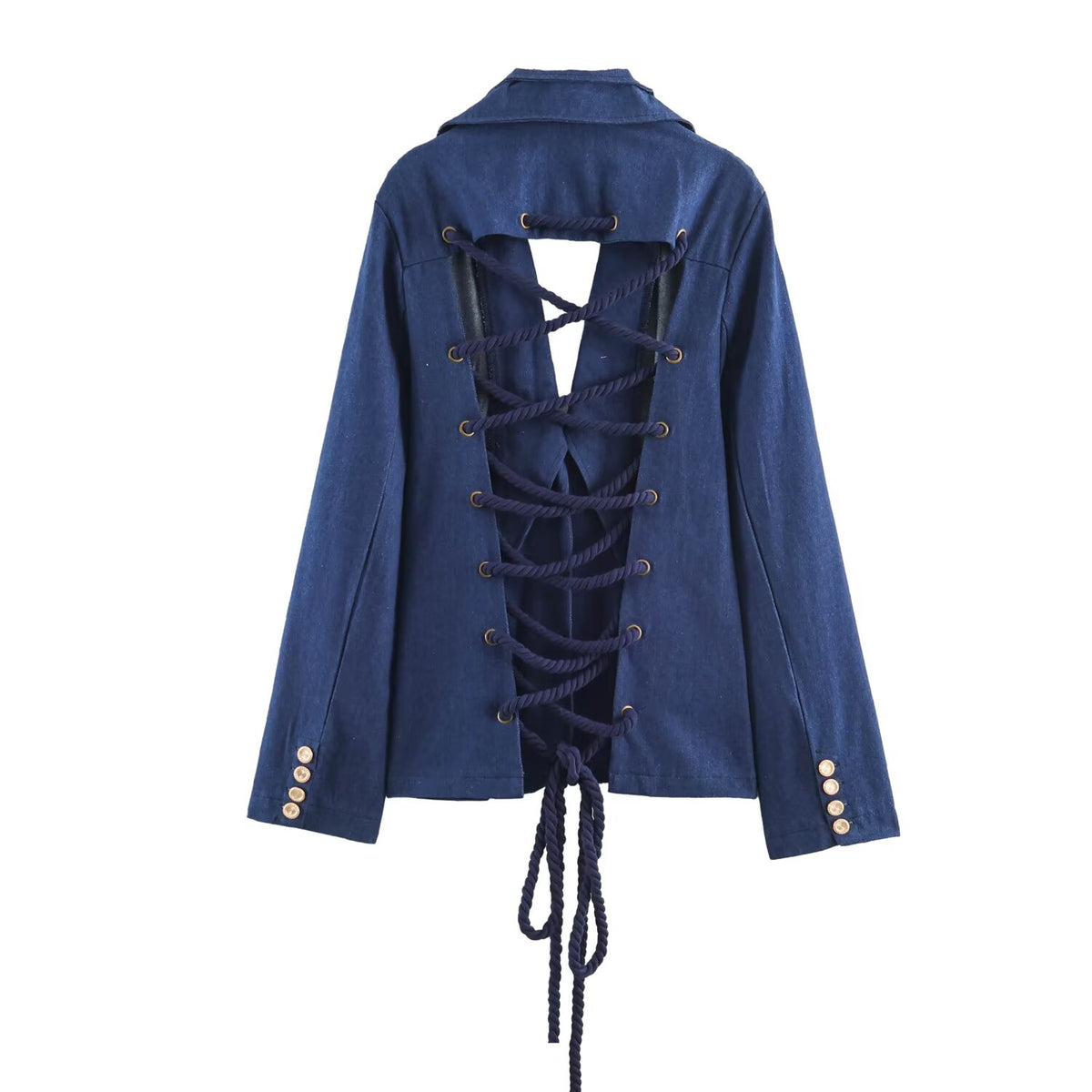 Women's Washed Denim Tie-Front Top