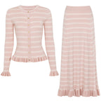 Women's Striped Cutout Long-Sleeve Dress