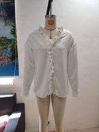 Women's Ruffle-Detail V-Neck Long-Sleeve Blouse