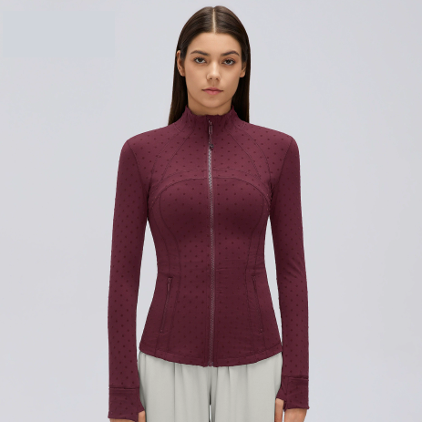 Flocked polka-dot wine red