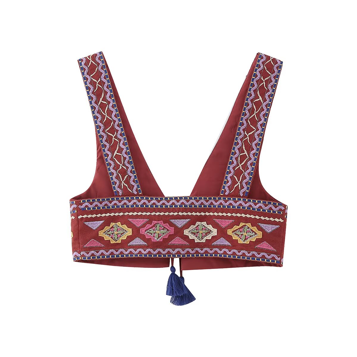 Women's Embroidered Lace-Up Vest