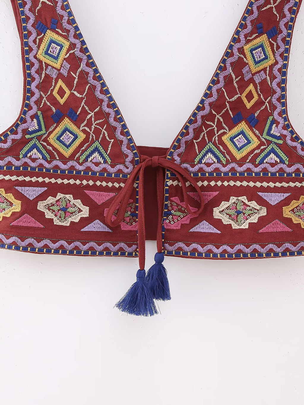 Women's Embroidered Lace-Up Vest
