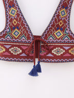 Women's Embroidered Lace-Up Vest