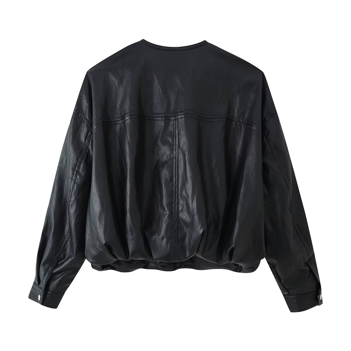 Women's Faux-Leather Bomber Jacket