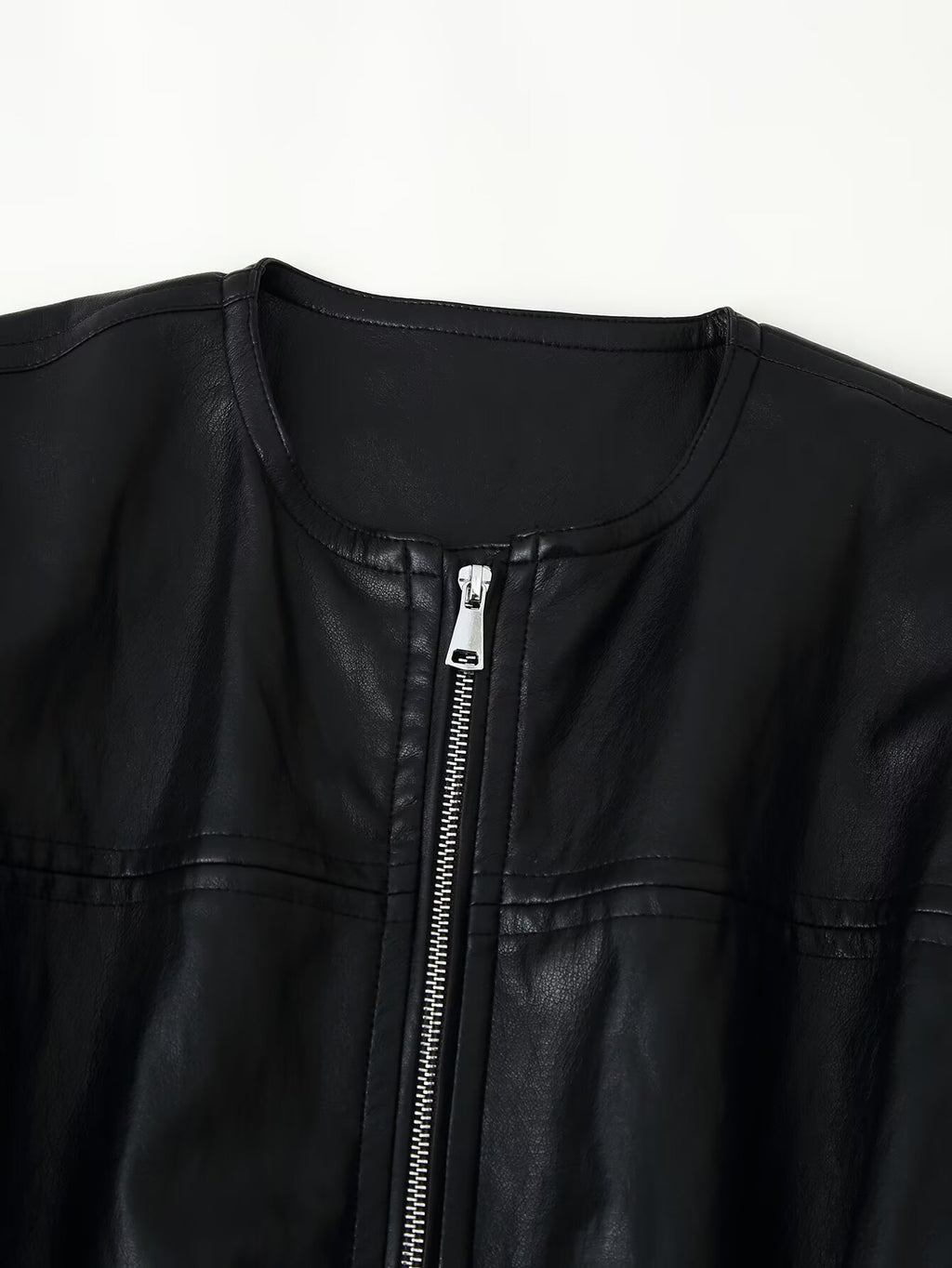 Women's Faux-Leather Bomber Jacket