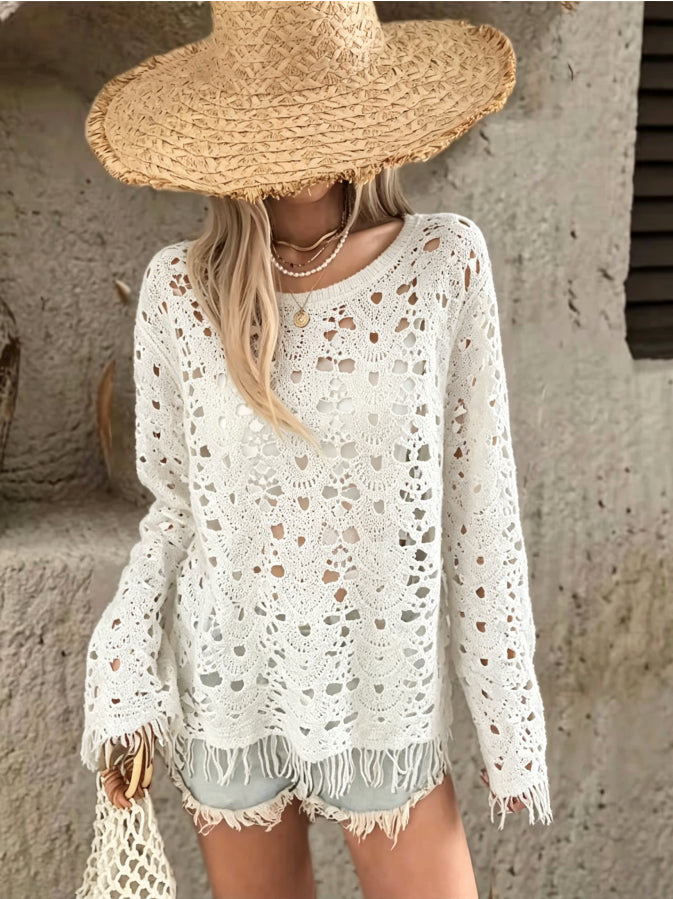 Women's Fringed Knit Sweater