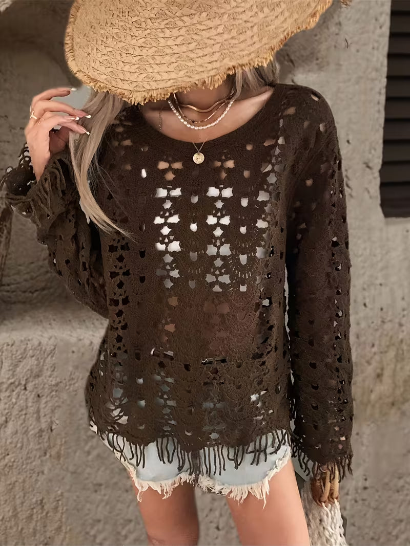 Women's Fringed Knit Sweater
