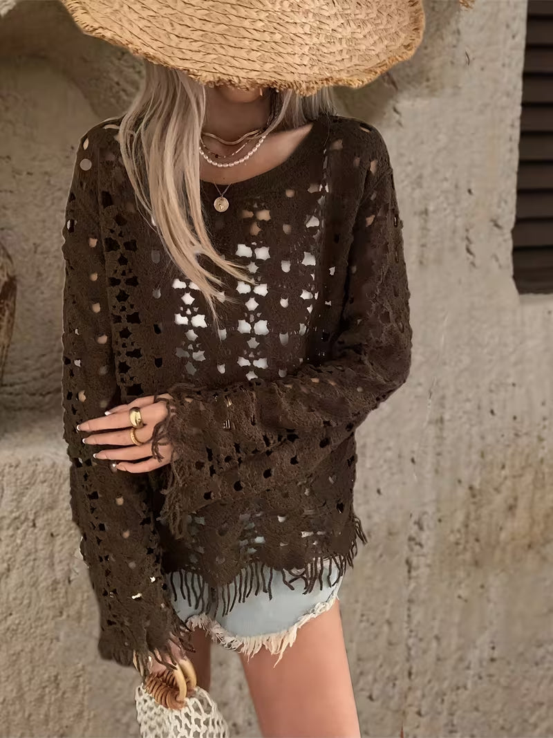 Women's Fringed Knit Sweater