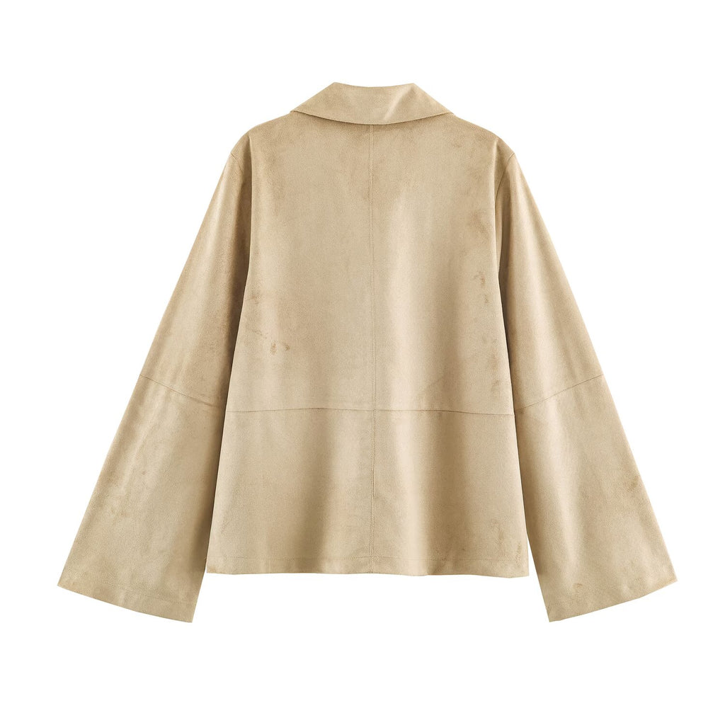 Women's Suede Polo Sweater
