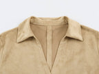 Women's Suede Polo Sweater