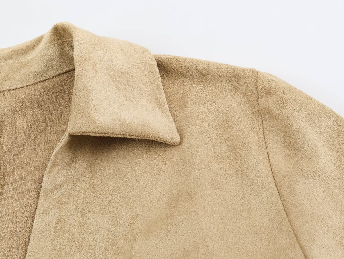 Women's Suede Polo Sweater