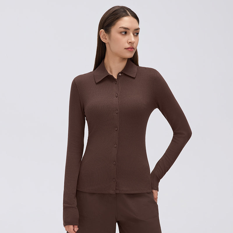 Women's Modal Button-Up Yoga Top