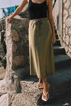 Women's Belted Midi Skirt