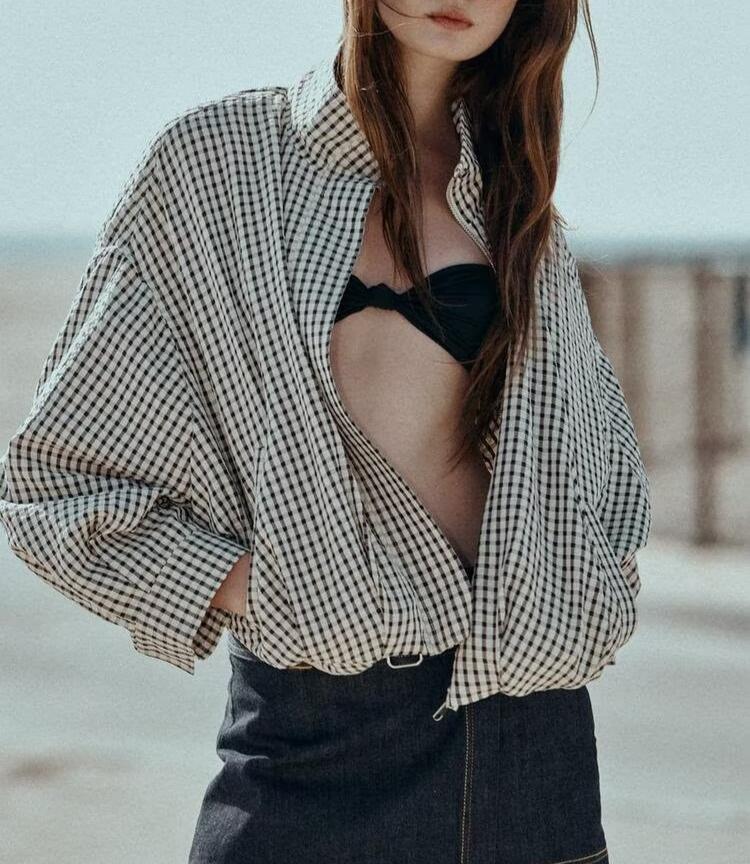 Women's Plaid Bomber Jacket