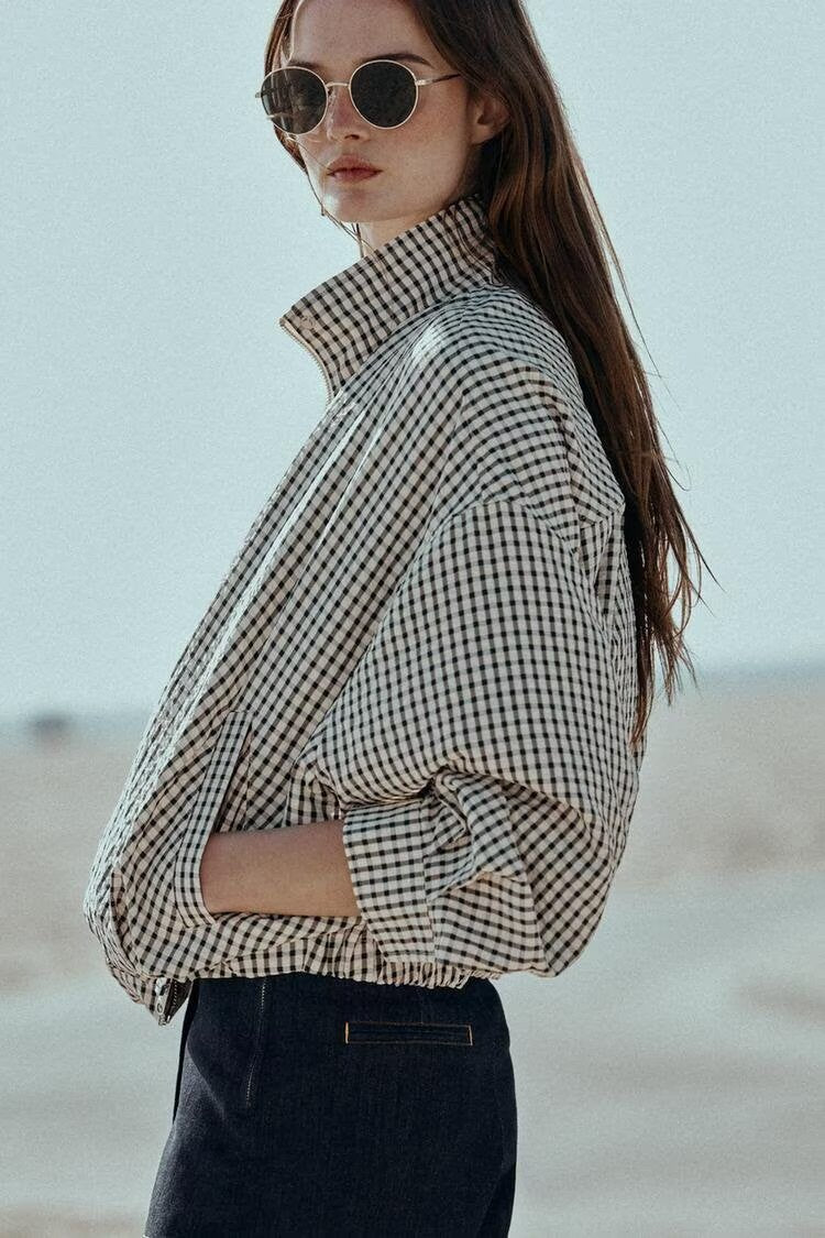 Women's Plaid Bomber Jacket