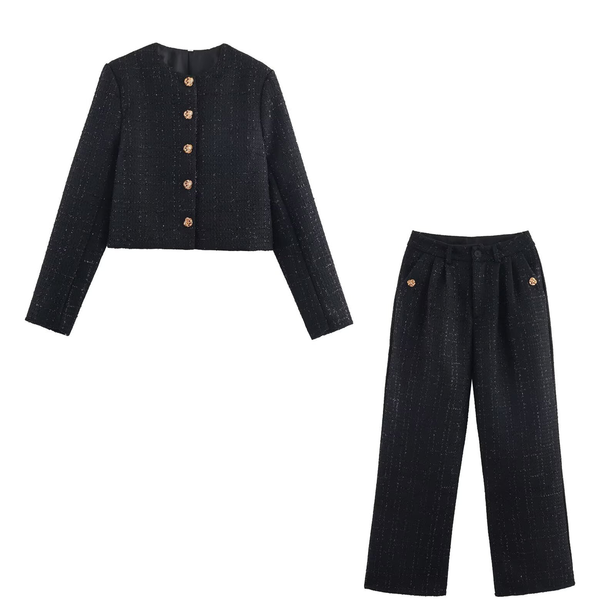Women's Elegant Gold Pants Suit