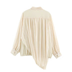 Women's Pleated Long-Sleeve Shirt Top