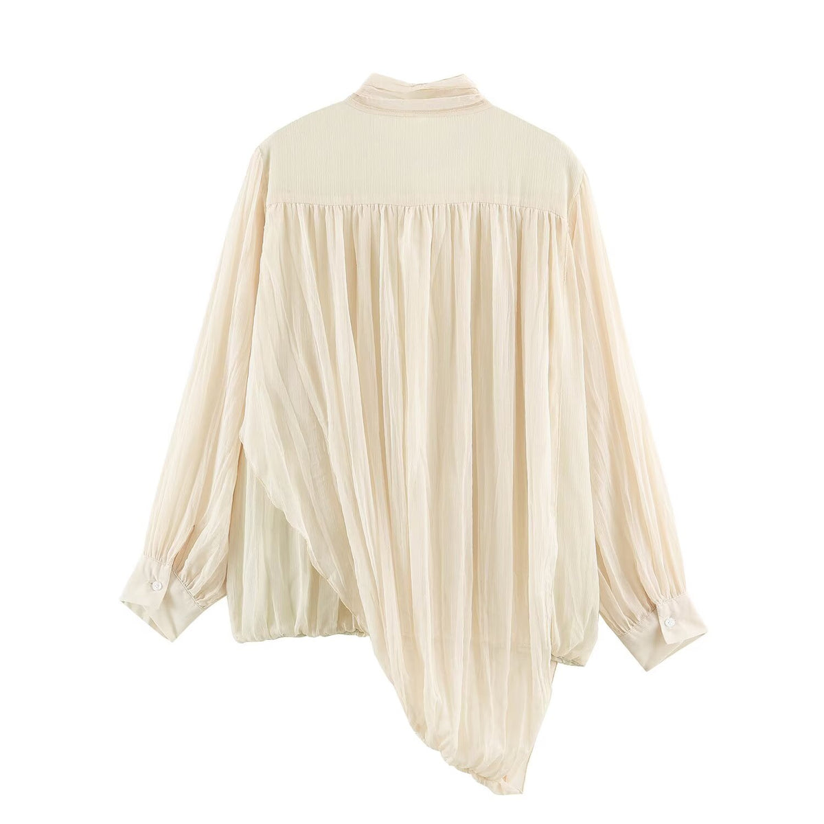 Women's Pleated Long-Sleeve Shirt Top