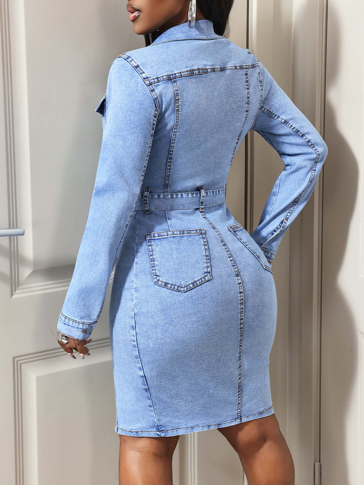 Women's Long-Sleeve Denim Dress
