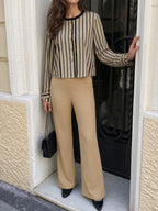 Women's Striped Shirt & Bootcut Pants Set