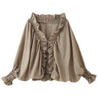 Women's French V-Neck Pleated Shirt