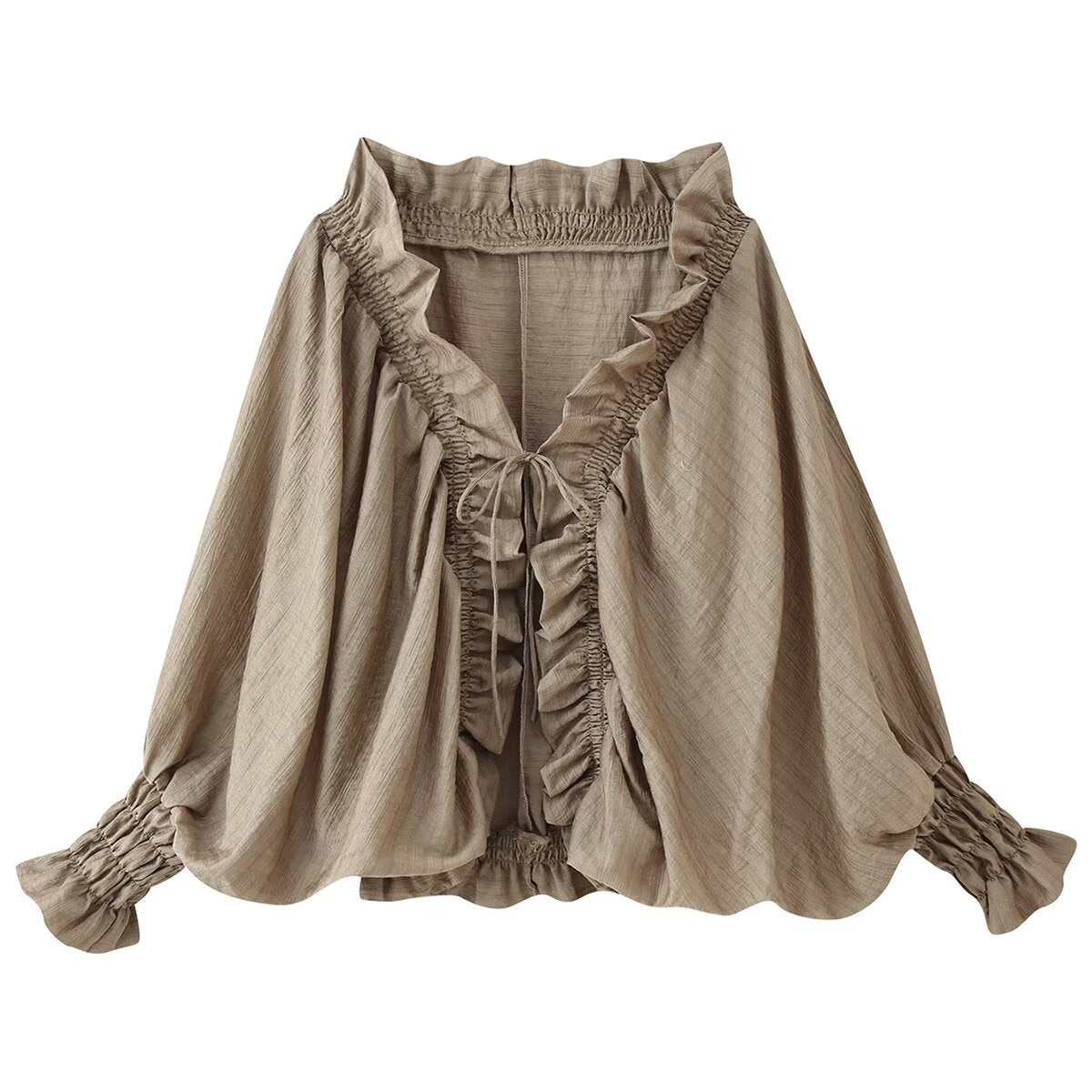 Women's French V-Neck Pleated Shirt
