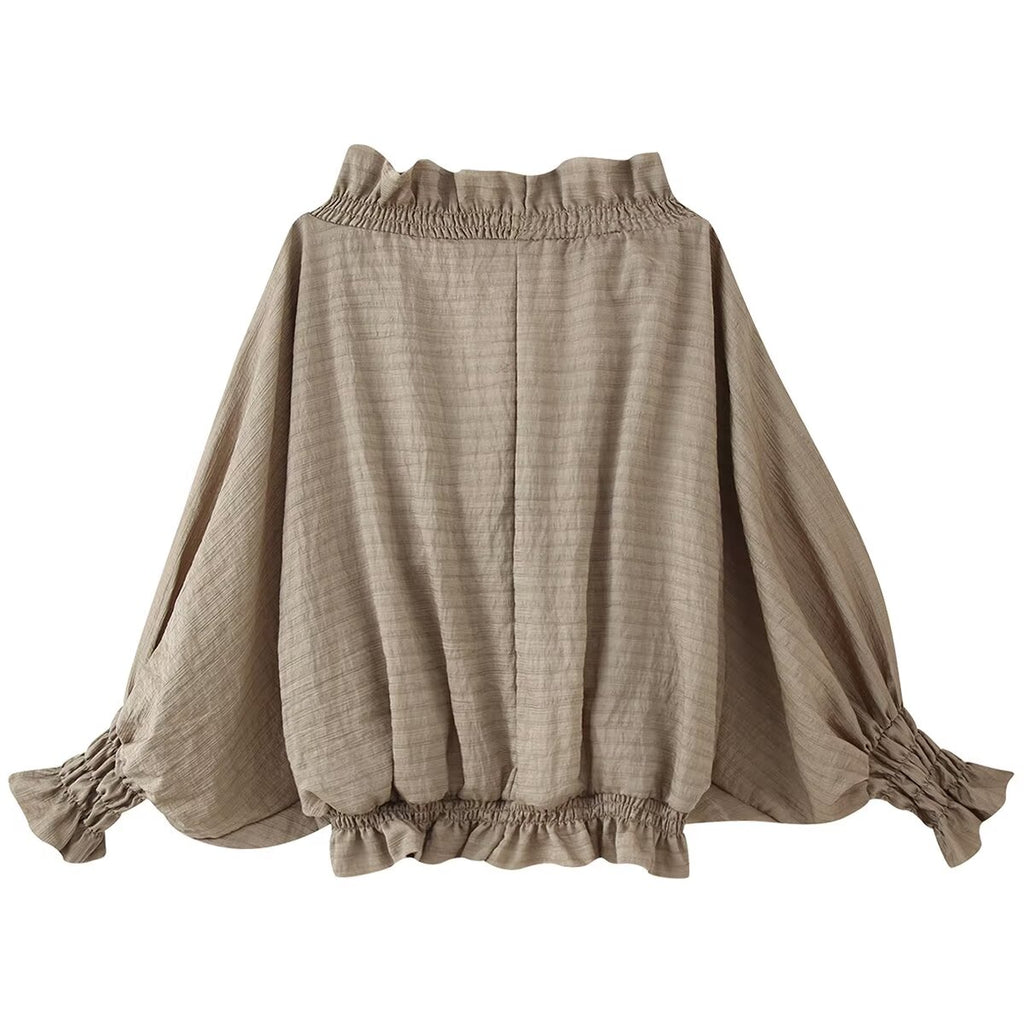 Women's French V-Neck Pleated Shirt