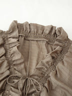 Women's French V-Neck Pleated Shirt