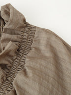 Women's French V-Neck Pleated Shirt