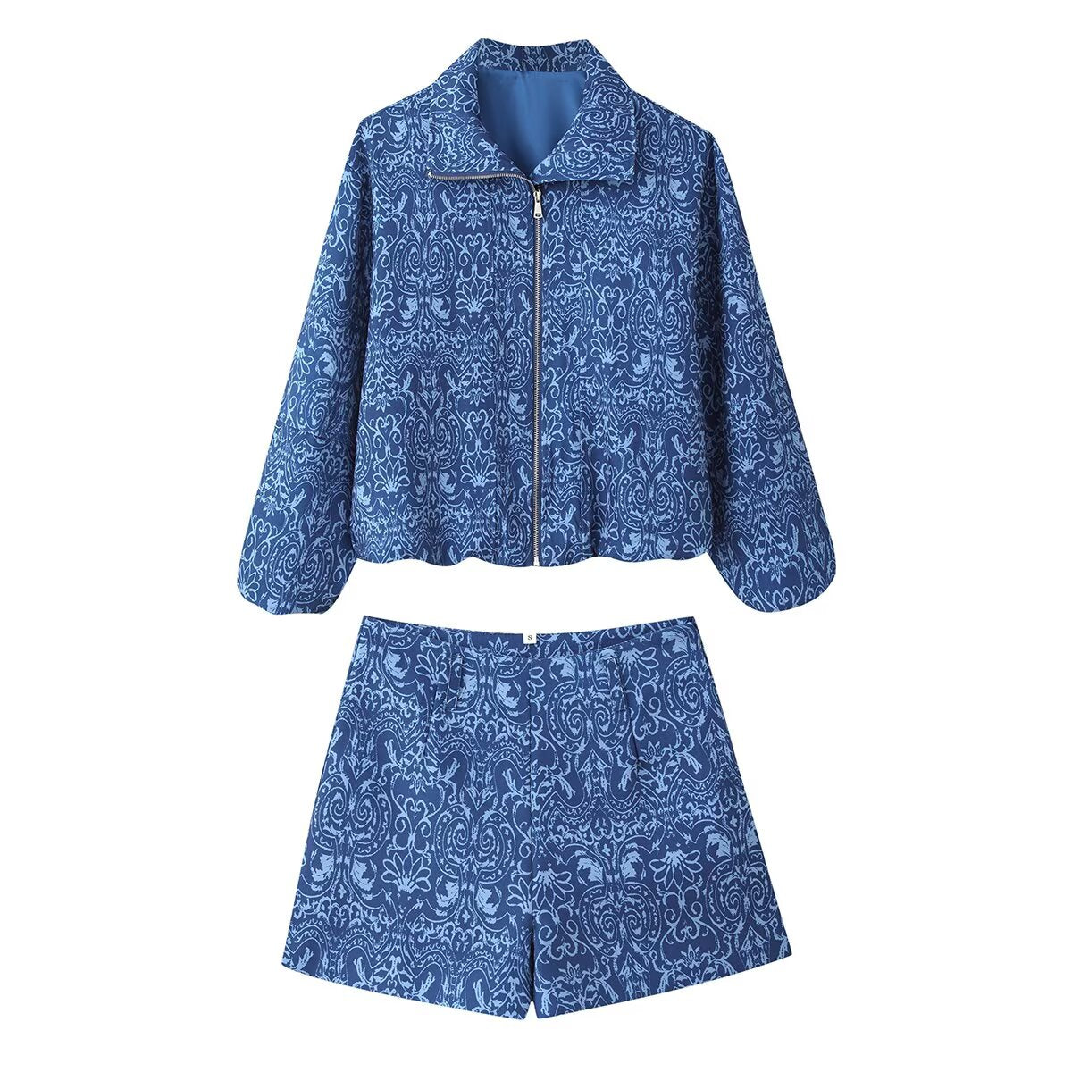 Women's Printed Jacket & Shorts Set