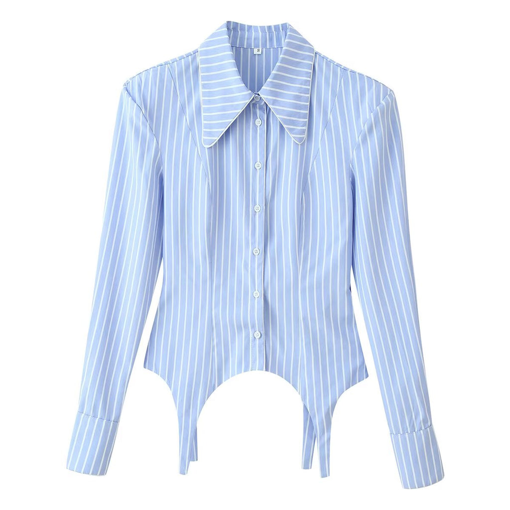 Women's Striped Asymmetric Polo Shirt