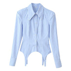 Women's Striped Asymmetric Polo Shirt