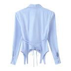 Women's Striped Asymmetric Polo Shirt