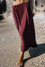 Women's Autumn Office Elastic Waist Silk Satin Texture Double