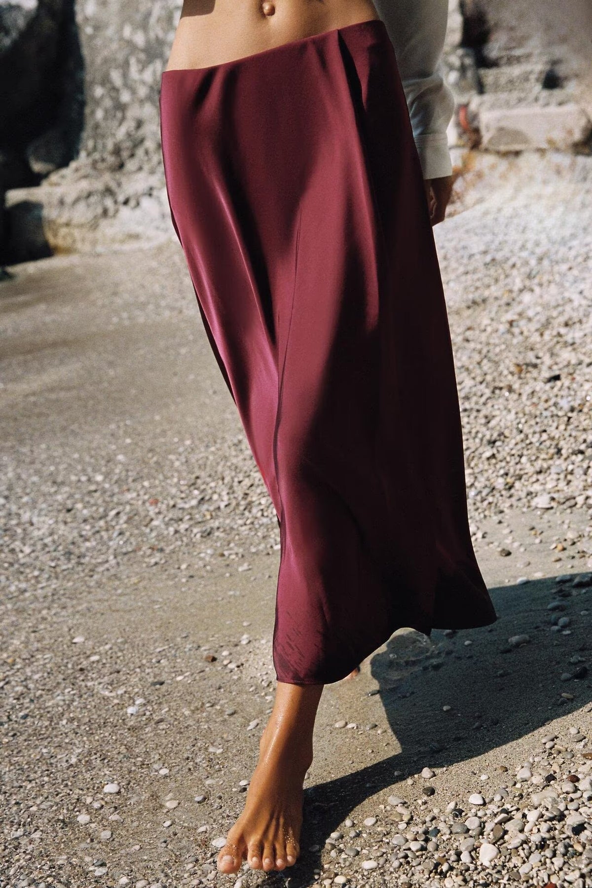 Women's Autumn Office Elastic Waist Silk Satin Texture Double