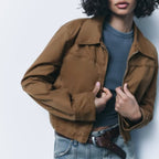 Women's Autumn Solid Color Collared Short Jacket