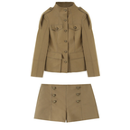Women's Stand Collar Jacket & Mini Shorts Set