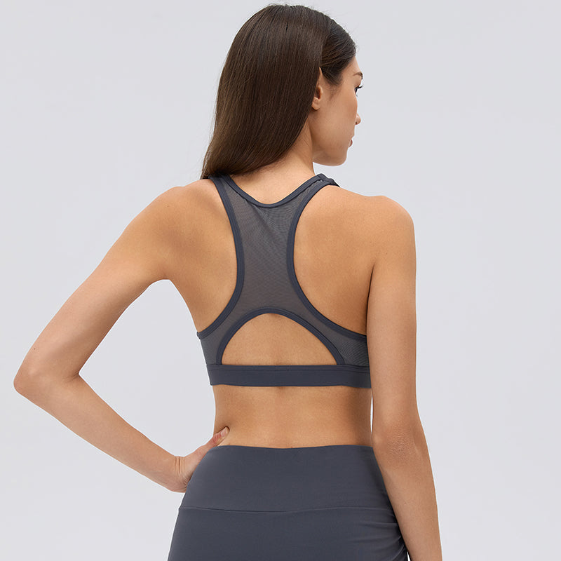 Women's Cutout Mesh Push Up Workout Bra