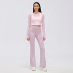 Women's Faux Two Piece Mesh Yoga Long Sleeve With Chest Pad Short Cropped Outfit Fitness Pilates Quick-Drying Exercise T Shirt