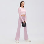 Women's Faux Two Piece Mesh Yoga Long Sleeve With Chest Pad Short Cropped Outfit Fitness Pilates Quick-Drying Exercise T Shirt